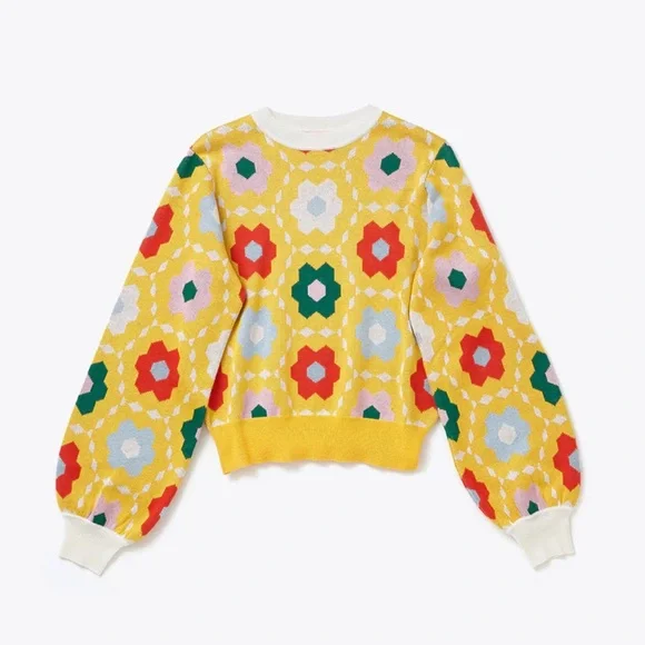 NWT Ban.do Floral Quilted Balloon Sleeve Sweater Size S - Picture 14 of 14